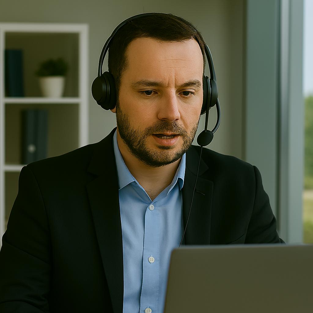 Online Dolmetscher in einer Videokonferenz – Konfetech